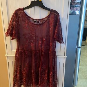 Burgundy Lace sheer top